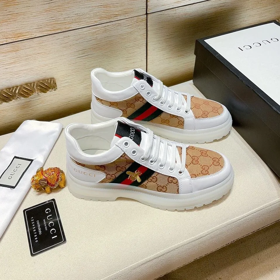Gucci GG With Web And Bee High Top Sneaker White for Men