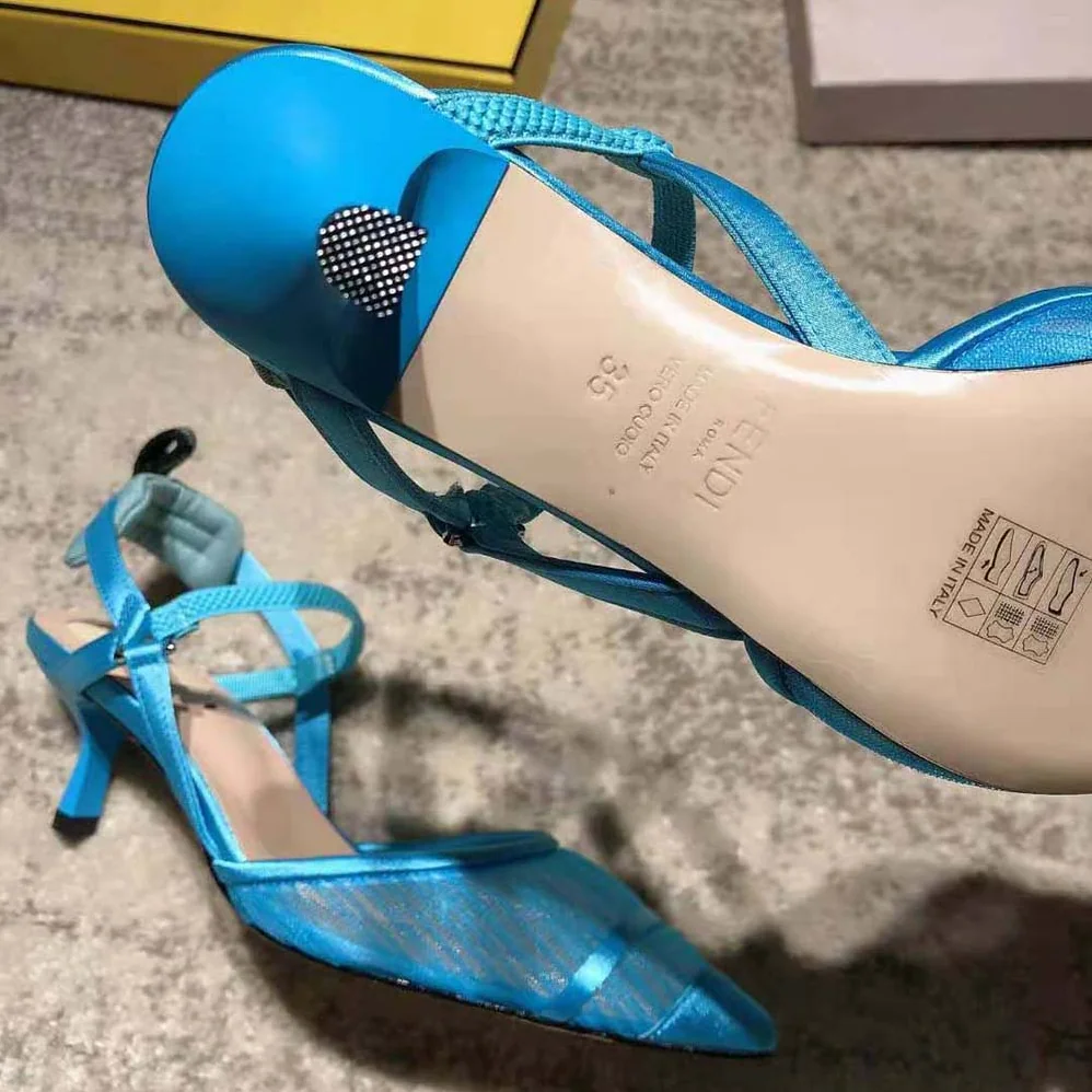 Fendi Turquoise Tulle and Satin Colibri Slingbacks in 80mm Heel for Women in Blue Fendi Turquoise Tulle and Satin Colibri Slingbacks in 80mm Heel for Women in Blue