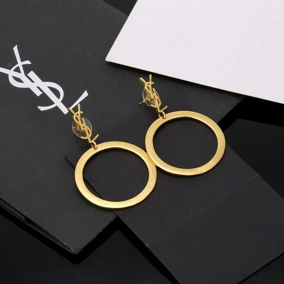 Saint Laurent YSL Cassandre Pendant Hoop Earrings in Metal for Women Saint Laurent YSL Cassandre Pendant Hoop Earrings in Metal for Women