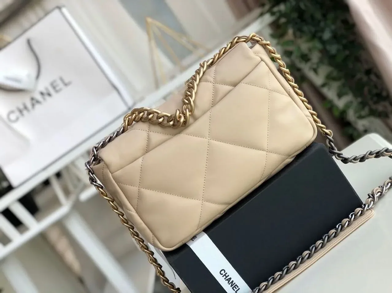 Chanel 19 Flap Bag Crossbody in Beige