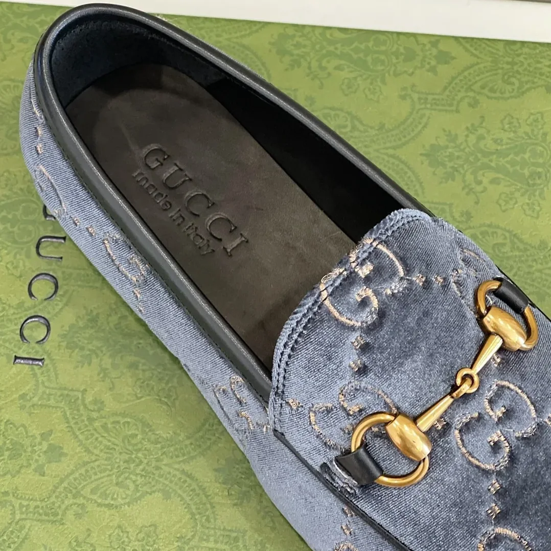 Gucci Jordan GG Velvet Loafer Blue