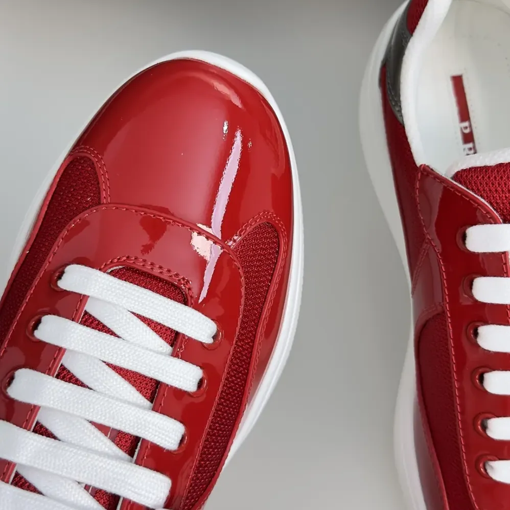 Prada Patent Leather And Technical Fabric Prada America'S Cup Sneakers for Unisex in Red