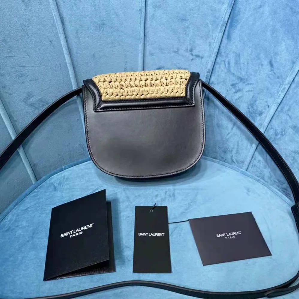 Saint Laurent YSL Kaia Small Satchel in Raffia and Leather for Women Saint Laurent YSL Kaia Small Satchel in Raffia and Leather for Women