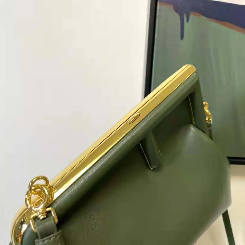 Fendi First Small Dark Green Leather Bag for Women