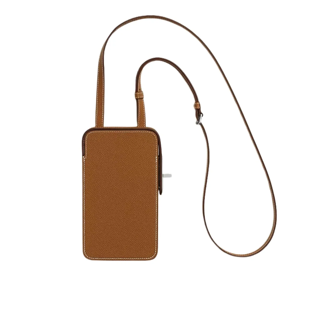 Hermes Hac A Box Phone Case Toffee Silver Hardware /