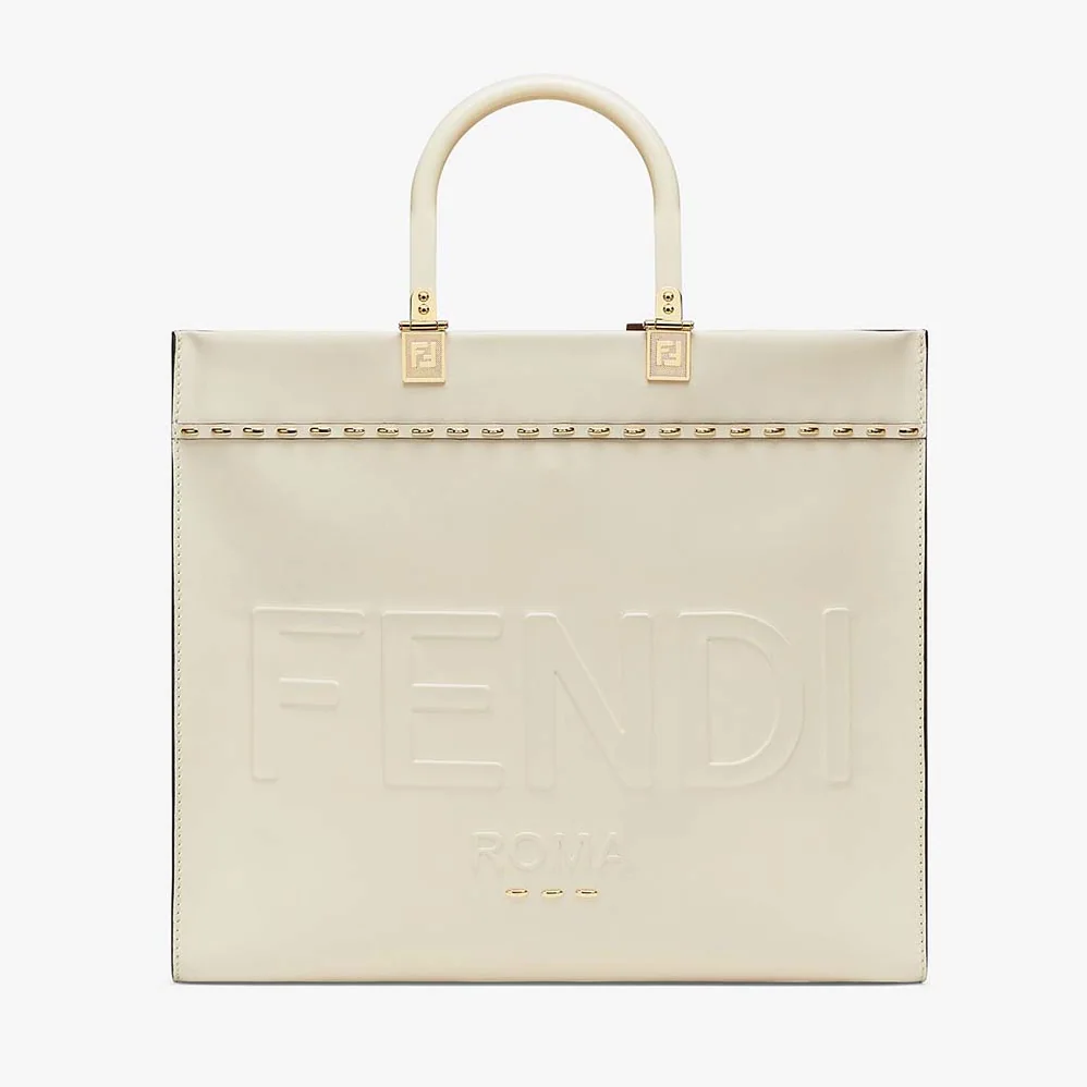 Fendi Sunshine Medium White Leather Shopper for Women