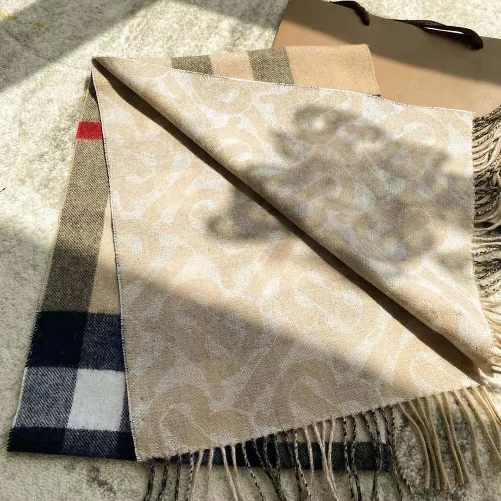 Burberry Reversible Check and Monogram Cashmere Scarf for Women in Brown