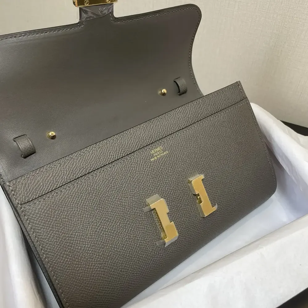 Hermes Constance Long To Go in Epsom Leather for Women in Grey/Gold Hermes Constance Long To Go in Epsom Leather for Women in Grey/Gold