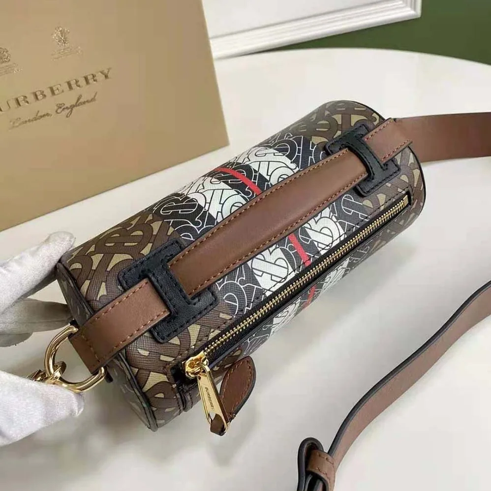 Burberry The Monogram Stripe E-canvas and Leather Barrel Bag for Women