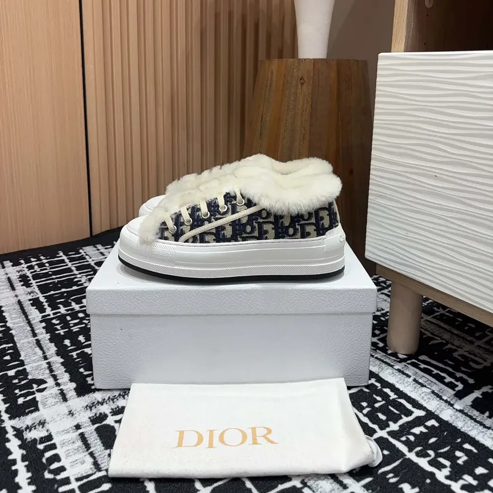Dior Walk'n'Dior Platform Sneaker Deep Blue Dior Oblique Embroidered Cotton for Women