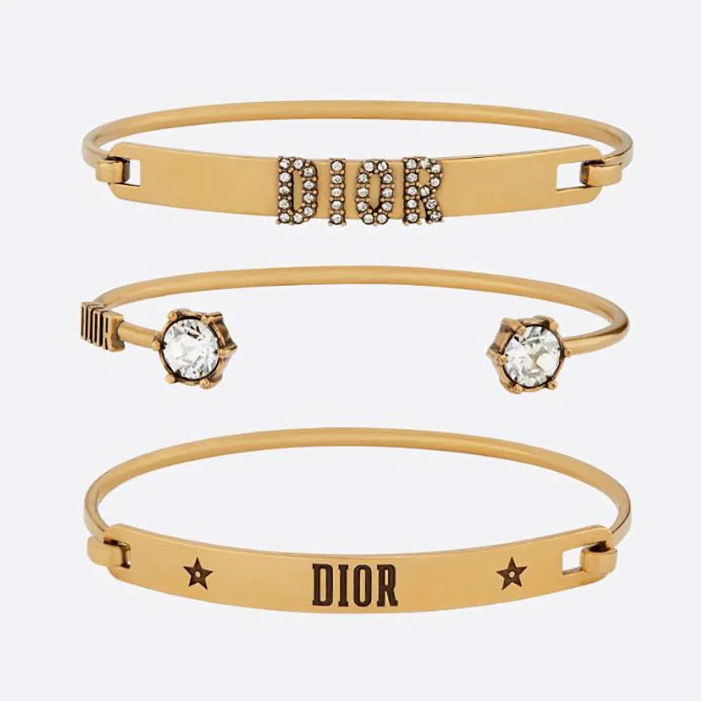 Dior Dio(r)evolution Bracelet Set Antique Gold-Finish Metal and White Crystals for Women
