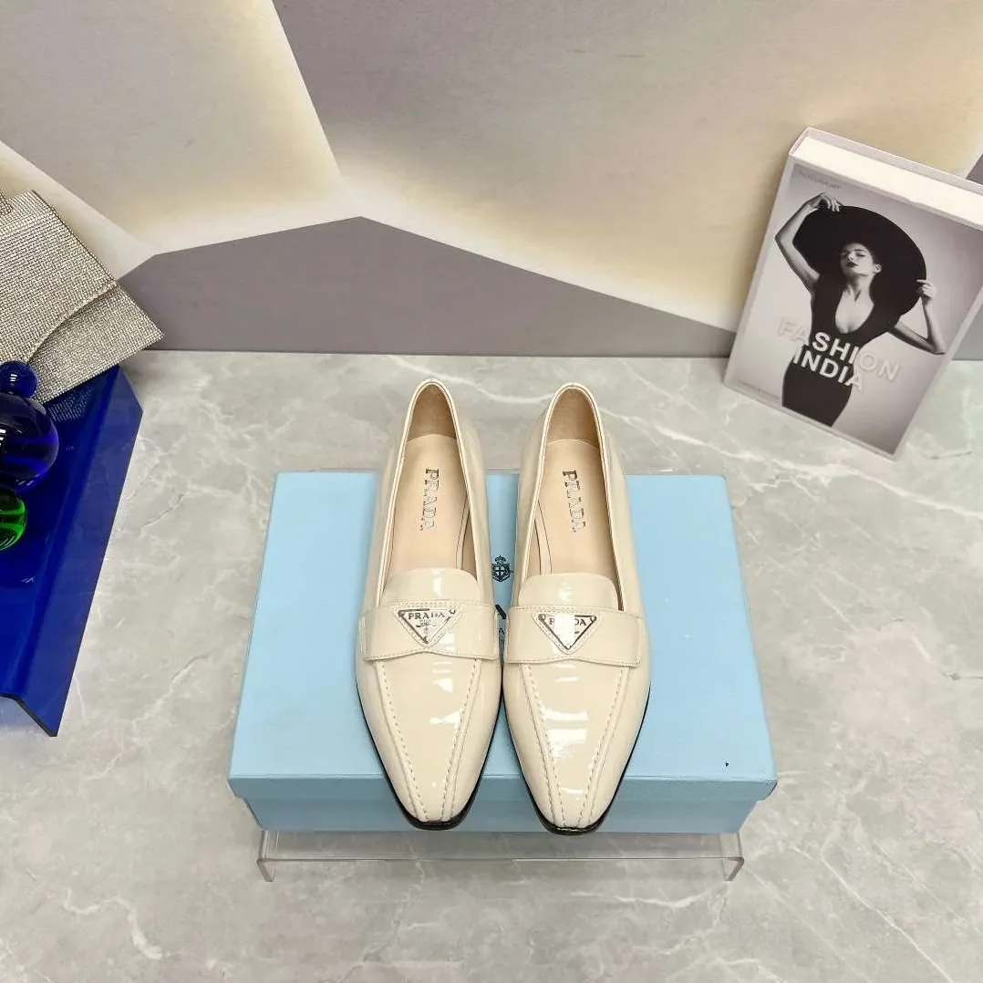 Prada Patent Loafers White Prada Patent Loafers White