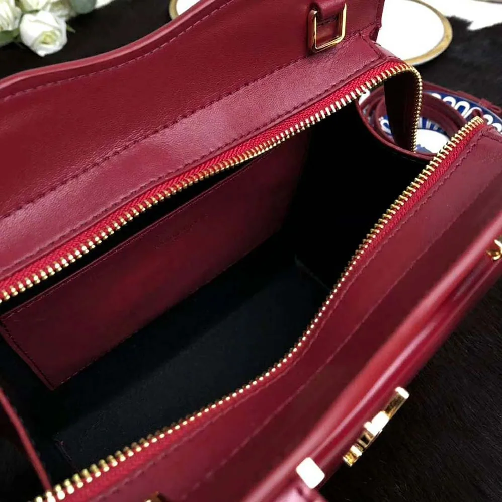 Saint Laurent YSL Uptown Small Tote Shiny Smooth for Women in Red