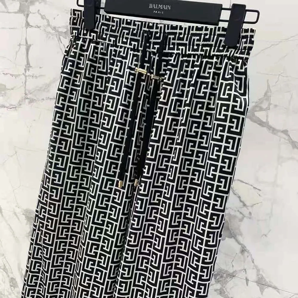 Balmain Monogrammed Flowing Trousers for Women
