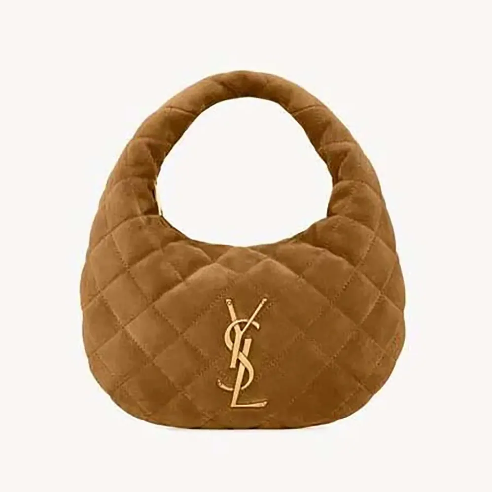 Saint Laurent YSL Icarino In Quilted Suede for Women in Brown Saint Laurent YSL Icarino In Quilted Suede for Women in Brown