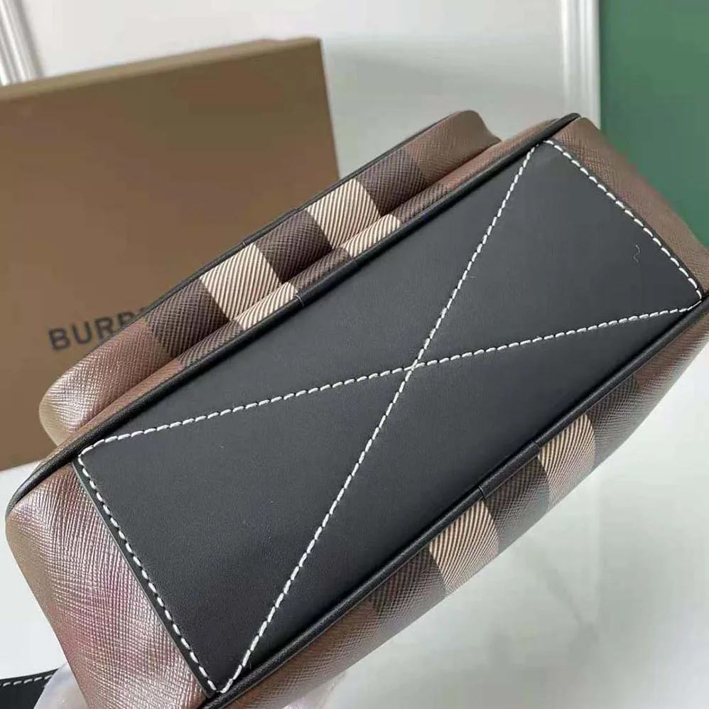 Burberry Check Crossbody Bag in Calf Leather for Men in Brown