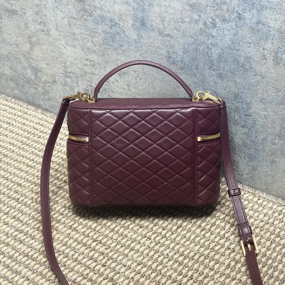 Saint Laurent YSL Gaby Large Vanity Bag In Lambskin for Women in Maroon Saint Laurent YSL Gaby Large Vanity Bag In Lambskin for Women in Maroon