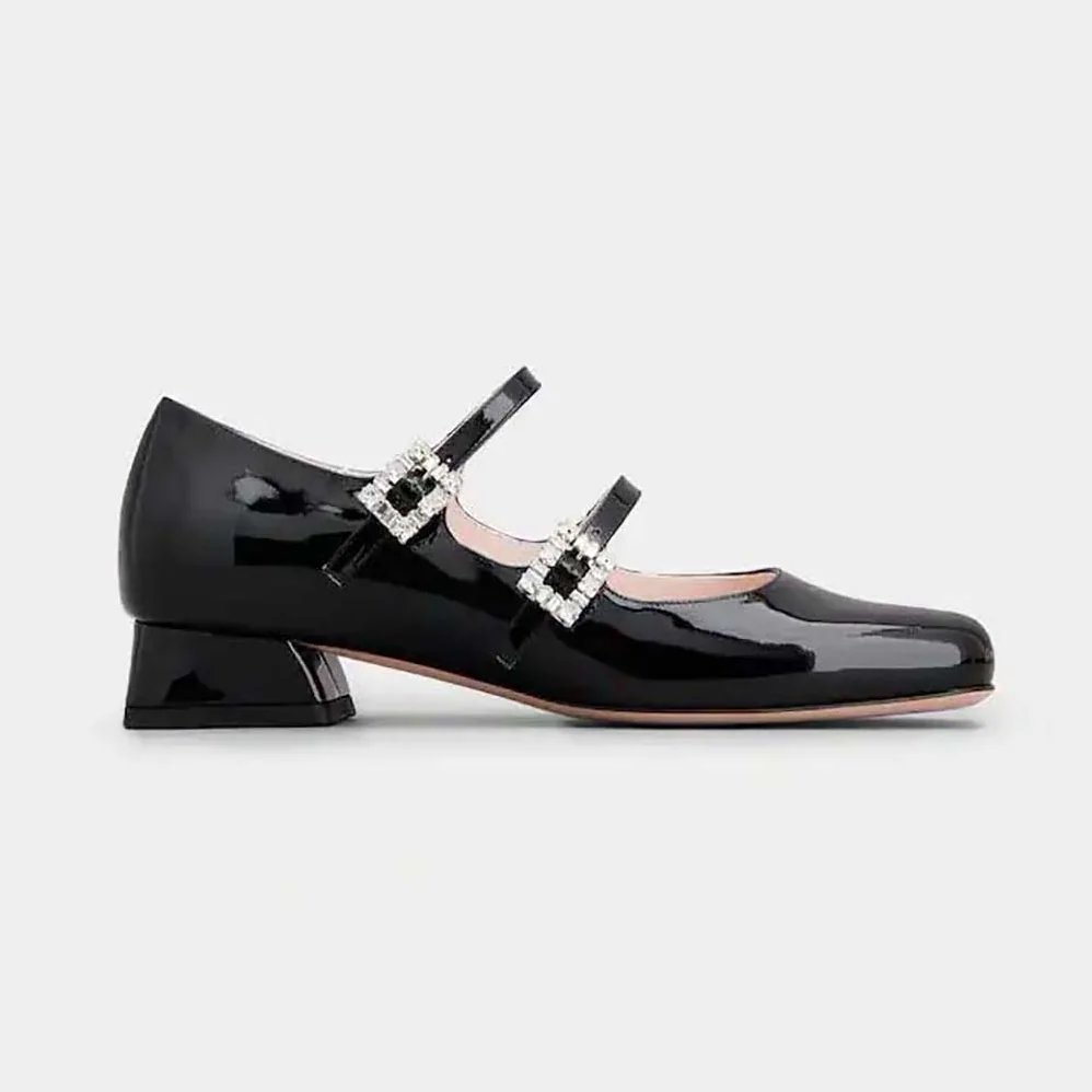 Roger Vivier Trés Vivier Strass Buckle Mini Babies Ballerinas in Patent Leather for Women Roger Vivier Trés Vivier Strass Buckle Mini Babies Ballerinas in Patent Leather for Women