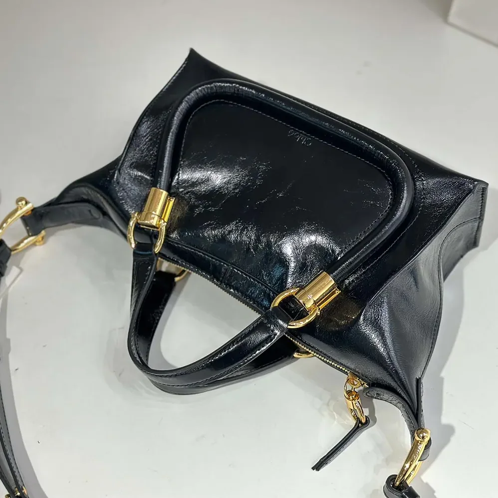 Chloe Small Paraty 24 Bag in Shiny Leather for Women in Black Chloe Small Paraty 24 Bag in Shiny Leather for Women in Black