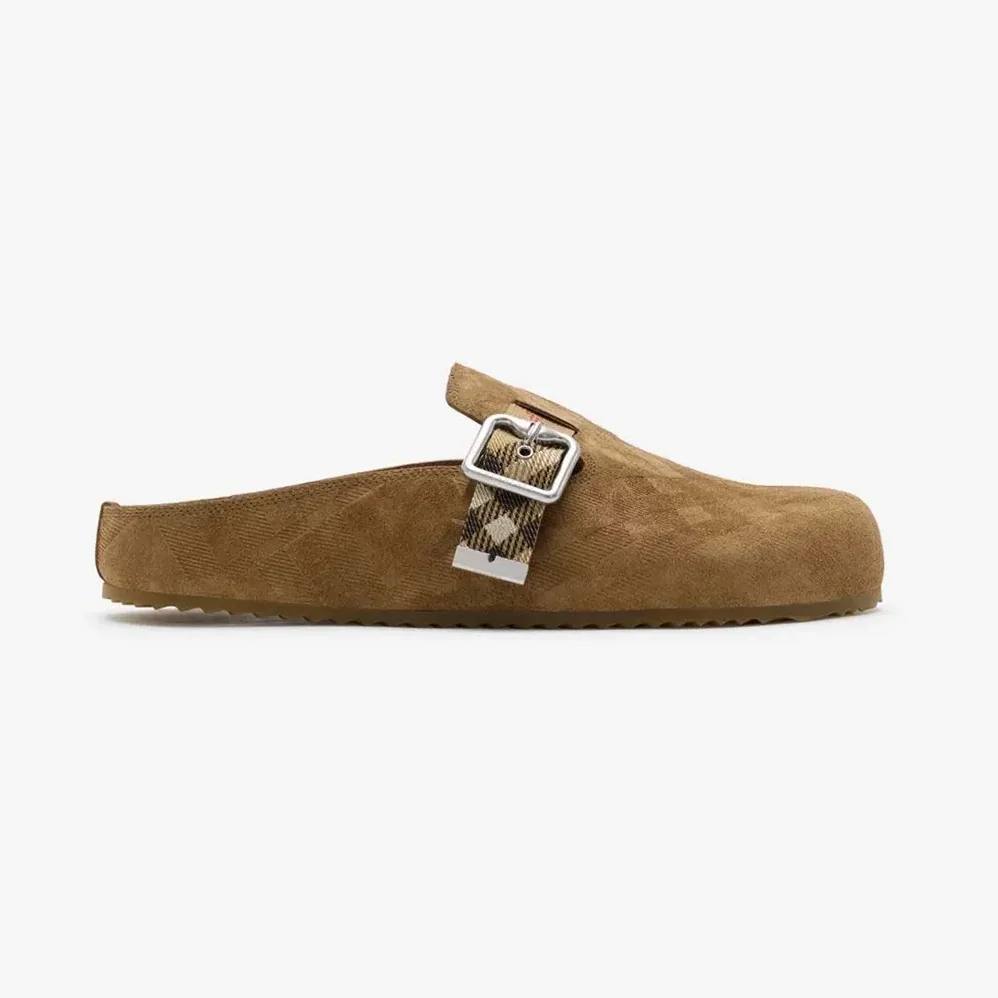 Burberry Check Denim Urchin Clogs for Unisex in Jute Beige