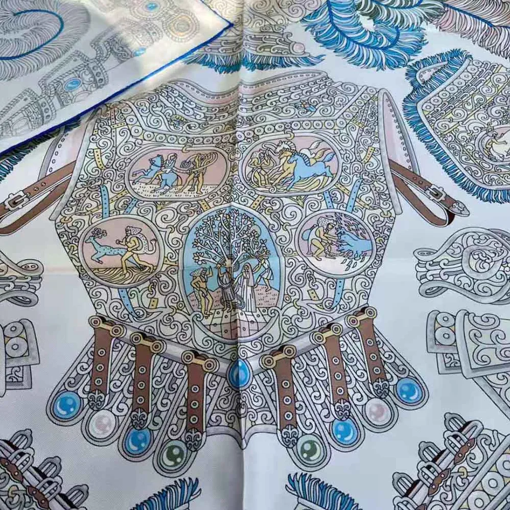 Dior Le Jugement Square Scarf Blue Silk Twill for Women