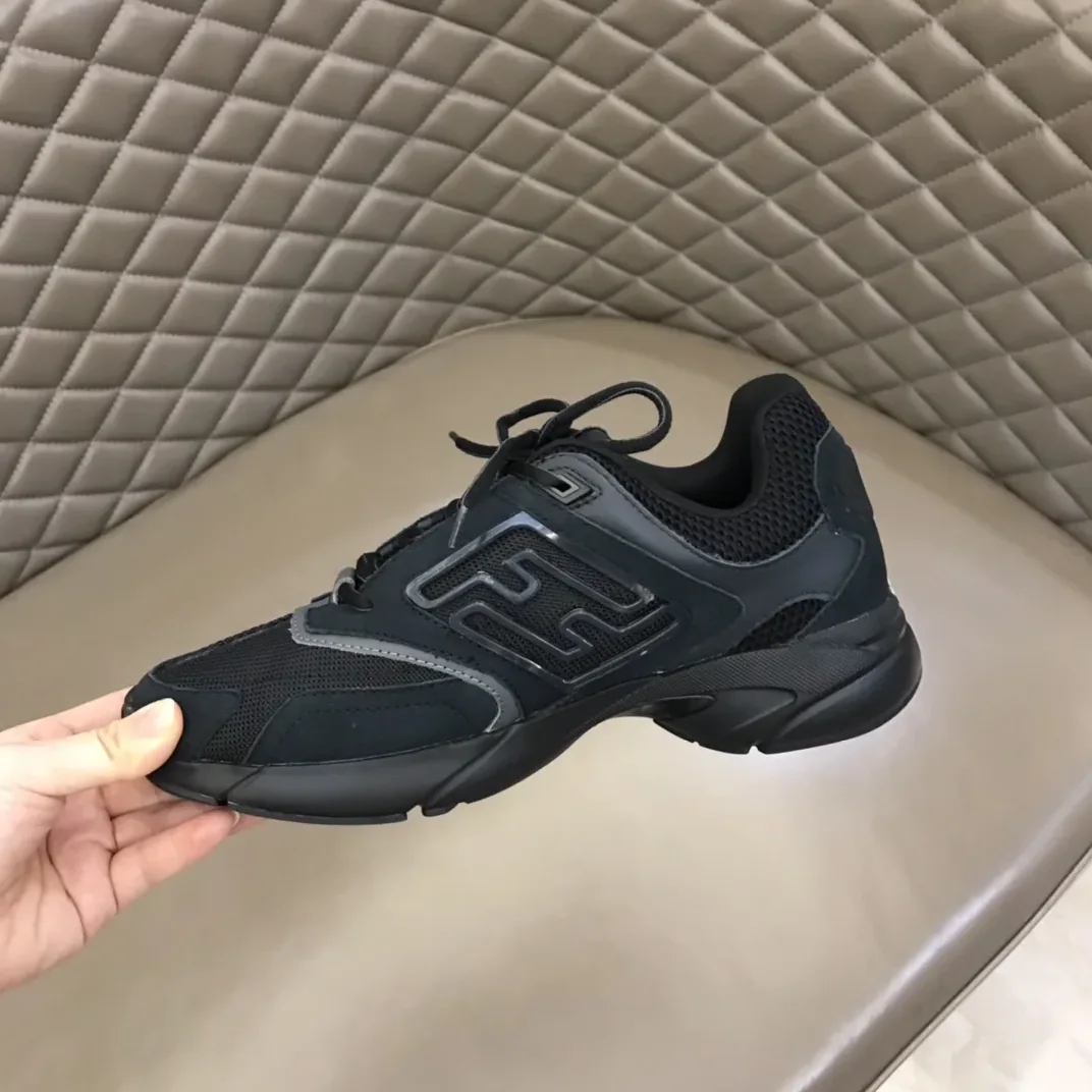 FD Fendi Faster Trainers Sneakers Black 7E1555AKX6F1ICG