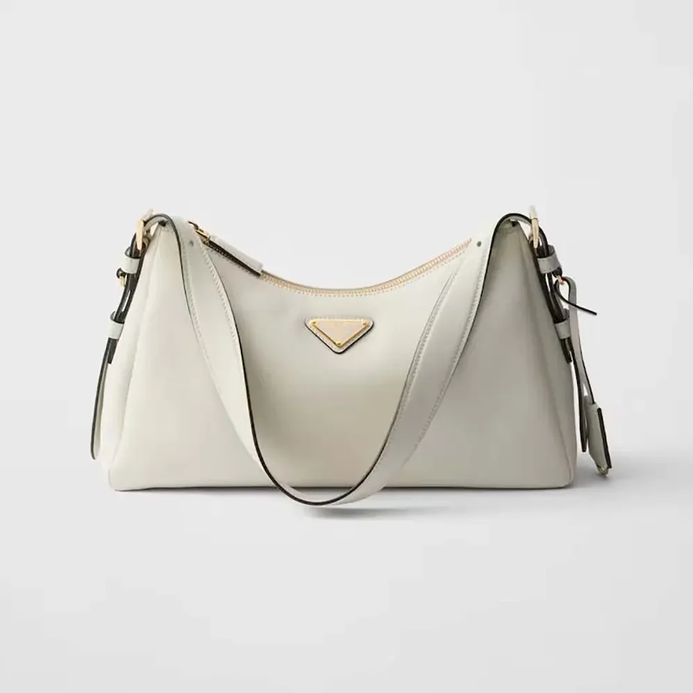 Prada Aimée Medium Leather Shoulder Bag for Women in White Prada Aimée Medium Leather Shoulder Bag for Women in White