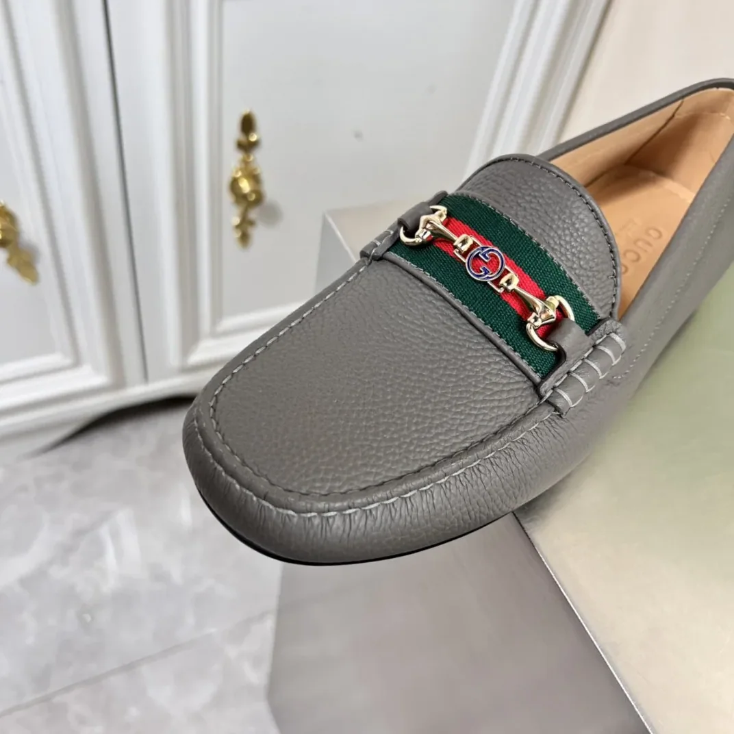 Gucci Loafers With Web Details Dark Gray for Men