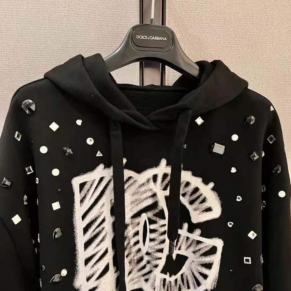 Dolce Gabbana D&G Jersey Sweatshirt with DG Logo Print for Women in Black Dolce Gabbana D&G Jersey Sweatshirt with DG Logo Print for Women in Black