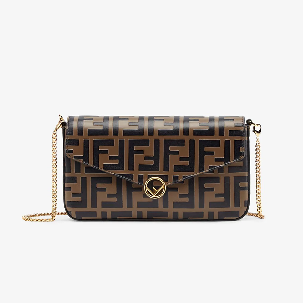 Fendi Wallet on Chain with Pouches Brown Leather Mini for Women in Bag Fendi Wallet on Chain with Pouches Brown Leather Mini for Women in Bag