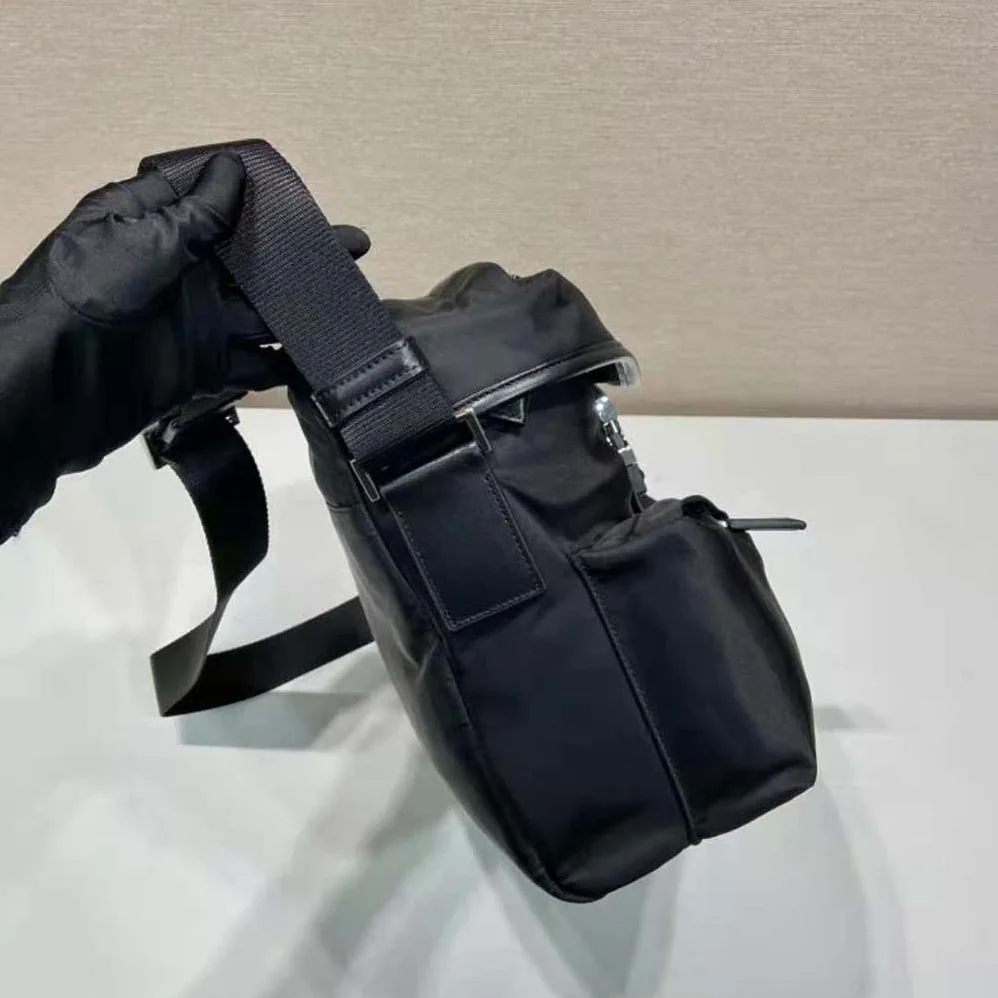 Prada Re-Nylon and Leather Shoulder Bag for Unisex in Black Prada Re-Nylon and Leather Shoulder Bag for Unisex in Black