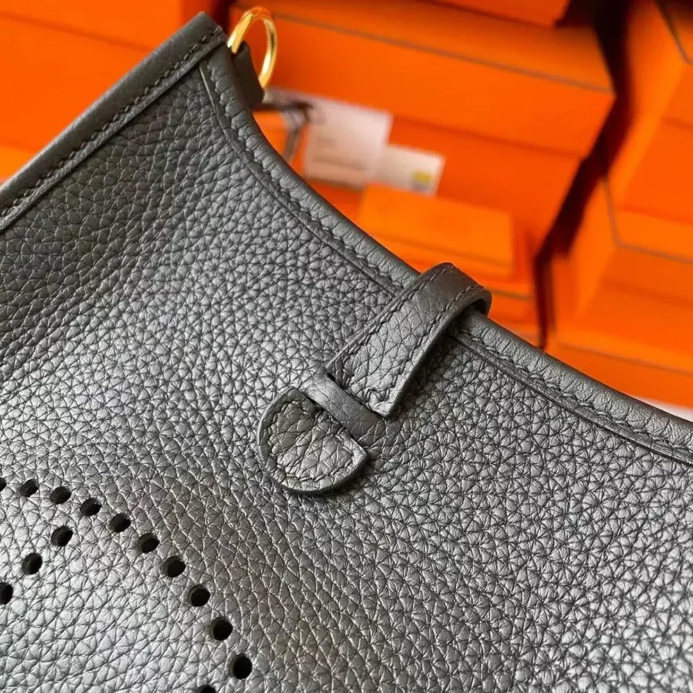 Hermes Evelyne 16 Amazone in Clemence Leather for Women in Black/Gold