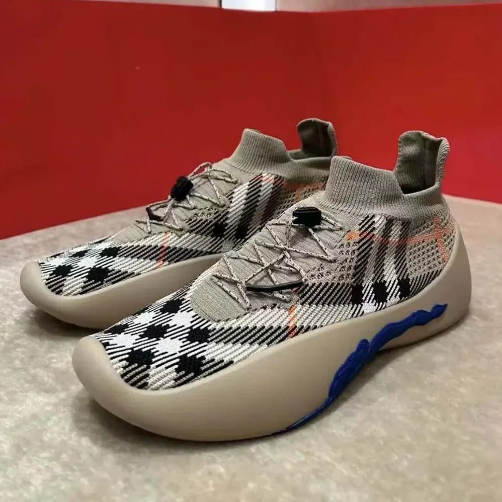Burberry Check Knit Neptune Sneakers for Unisex in Sandy