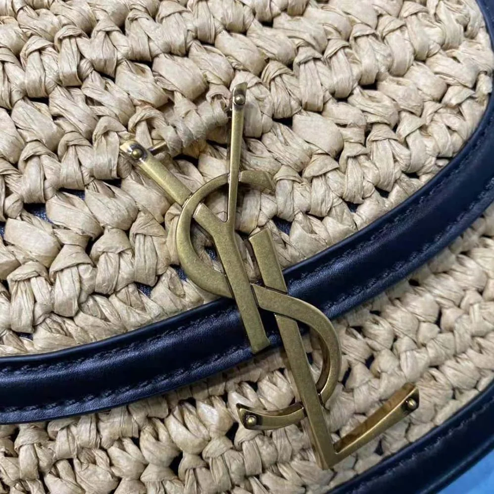 Saint Laurent YSL Kaia Small Satchel in Raffia and Leather for Women Saint Laurent YSL Kaia Small Satchel in Raffia and Leather for Women