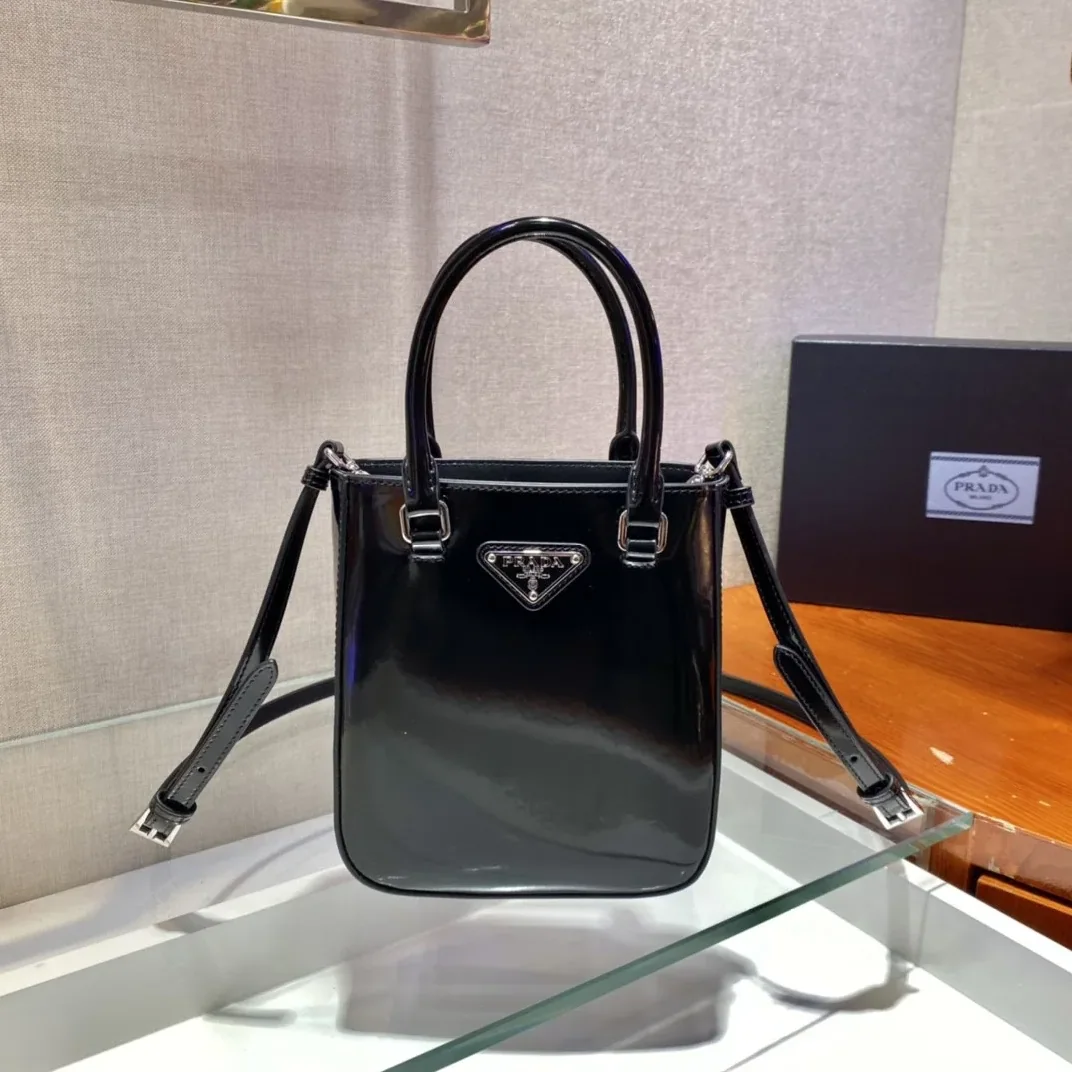 Prada Small Brushed Tote Black Prada Small Brushed Tote Black