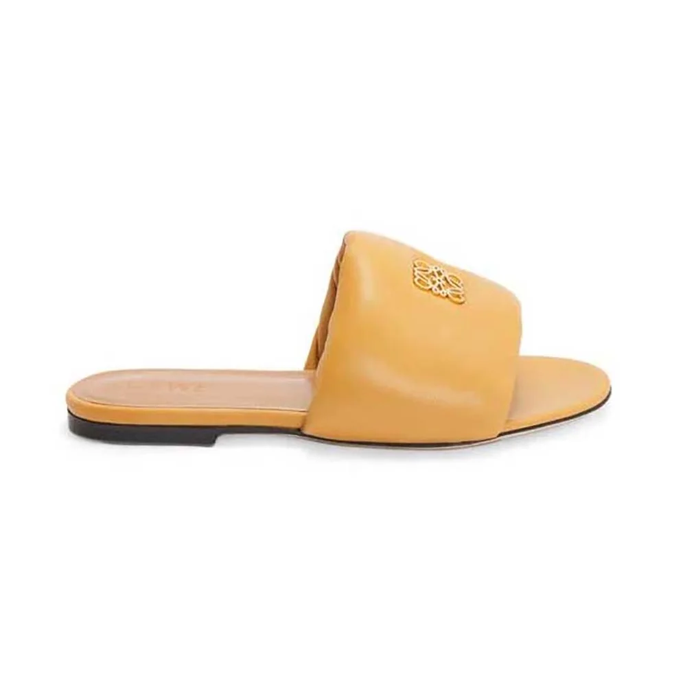 Loewe Anagram Padded Slide in Lambskin for Women in Yellow