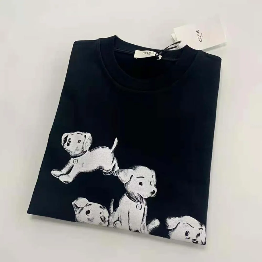 Celine Loose T-shirt in Cotton Jersey with Artist Print for Women in Black