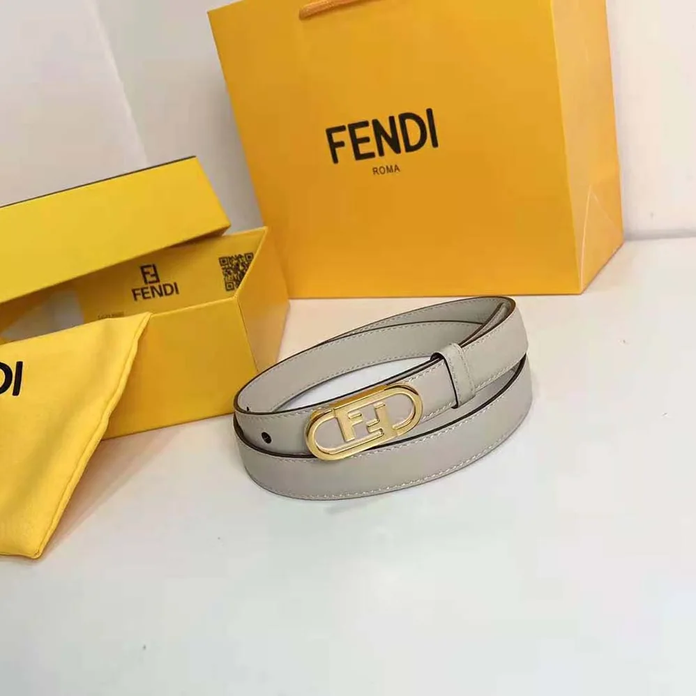 Fendi Narrow Belt with Loop and Fendi O Lock Stud Buckle for Women