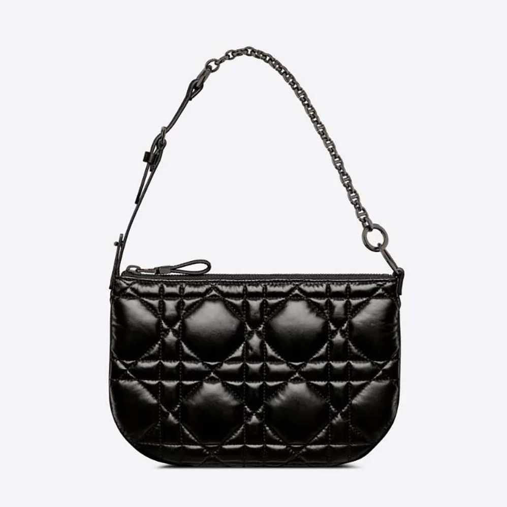 Dior Mini Dior Caro Tulip Bag Black Quilted Macrocannage Calfskin for Women