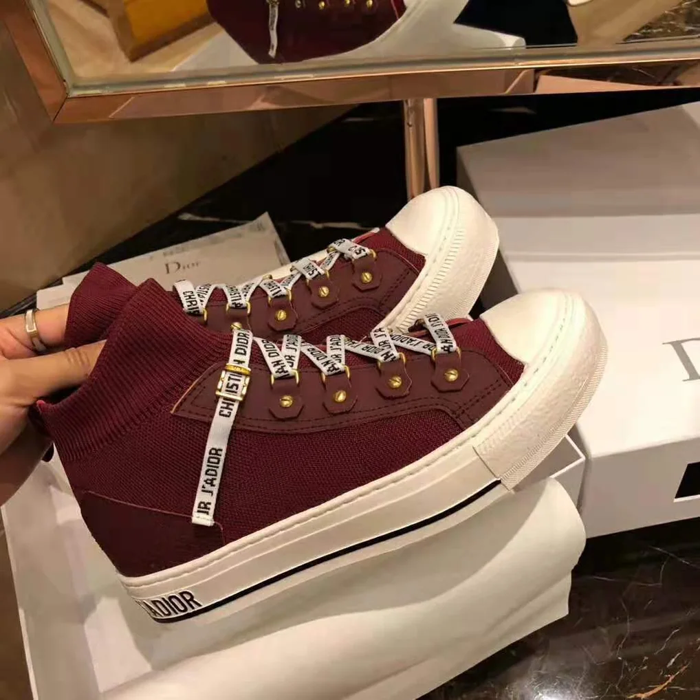 Dior Walk'N'Dior Techincal Knit Mid-Top Sneaker for Women in Red Dior Walk'N'Dior Techincal Knit Mid-Top Sneaker for Women in Red