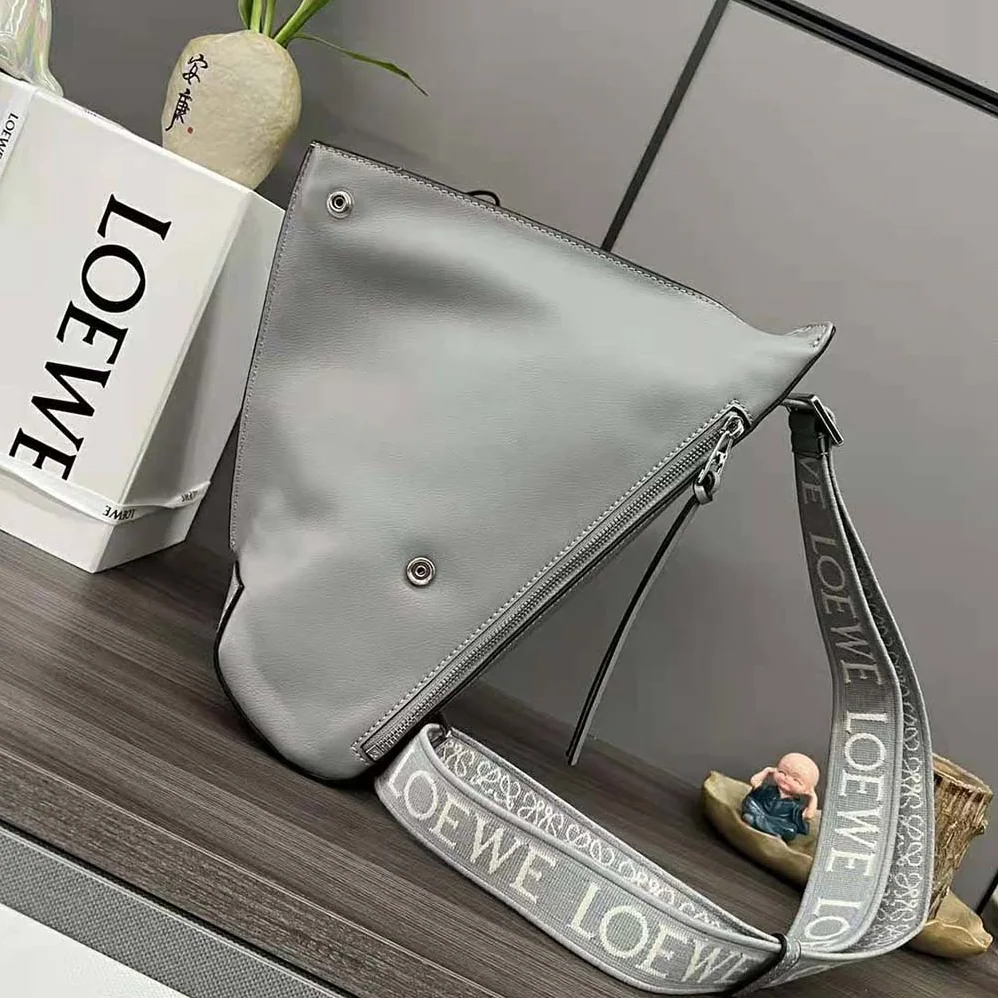 Loewe Anton Sling in Supple Smooth Calf and Jacquard for Men in Grey