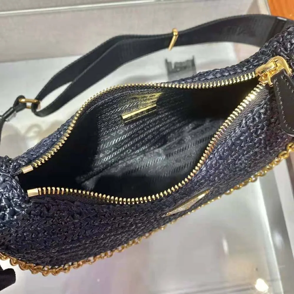 Prada Re-Edition 2005 Raffia Bag for Women in Black