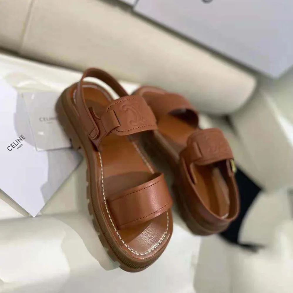 Celine Clea Triomphe Sandal in Vegetal Calfskin for Women