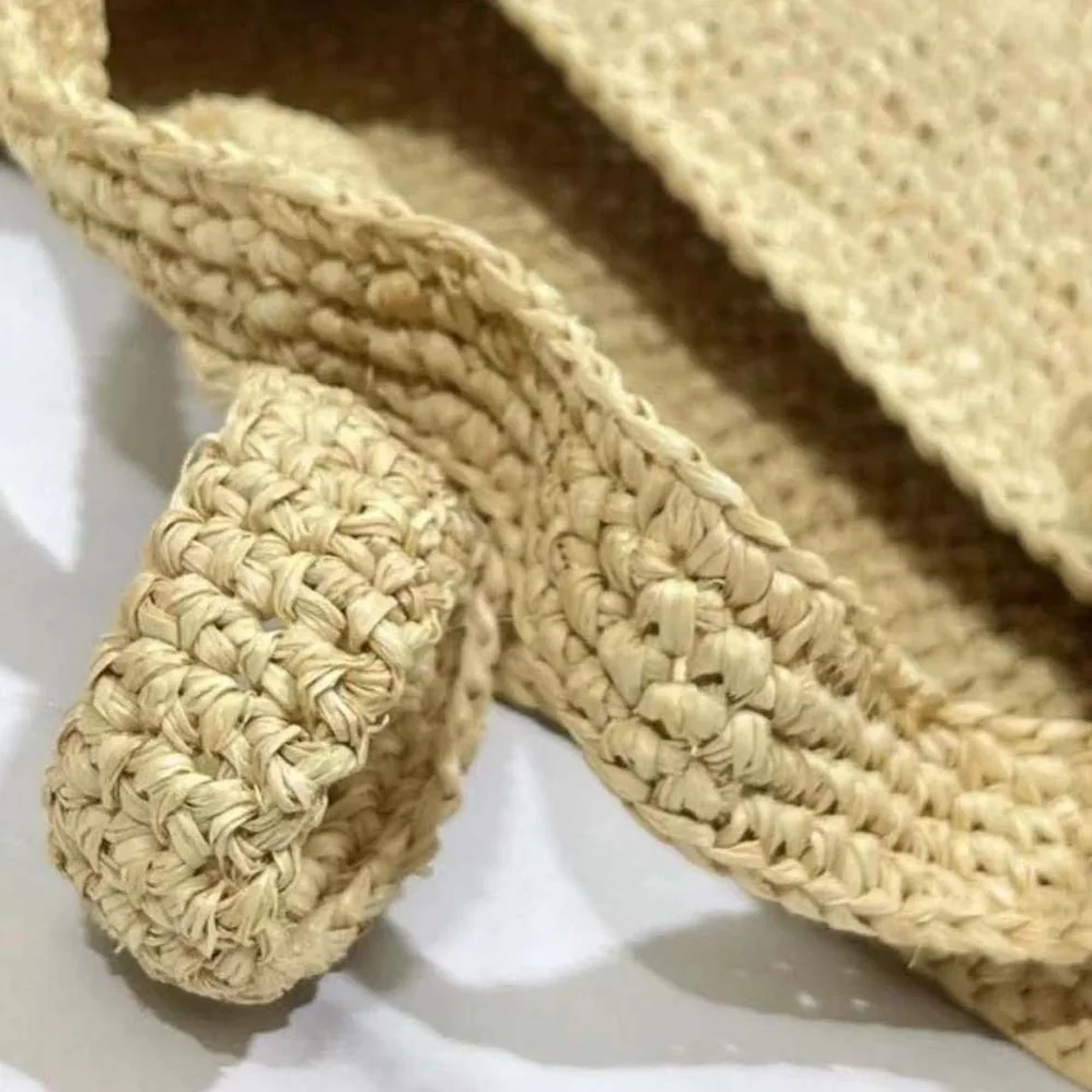 Loewe Mini Slit Bag in Raffia and Calfskin for Women in Beige