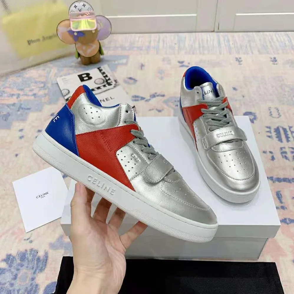 Celine CT-02 Mid Sneaker with Scratch in Metallic Calfskin and Calfskin for Men Celine CT-02 Mid Sneaker with Scratch in Metallic Calfskin and Calfskin for Men