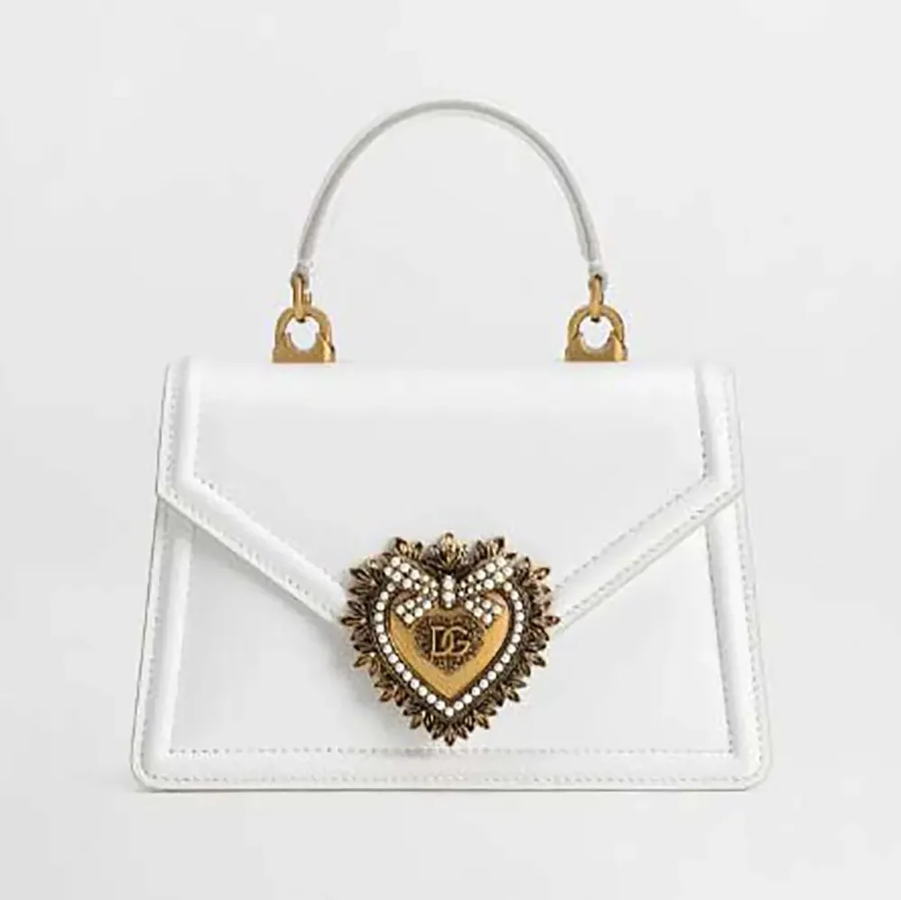 Dolce Gabbana D&G Medium Smooth Calfskin Devotion Bag for Women in White