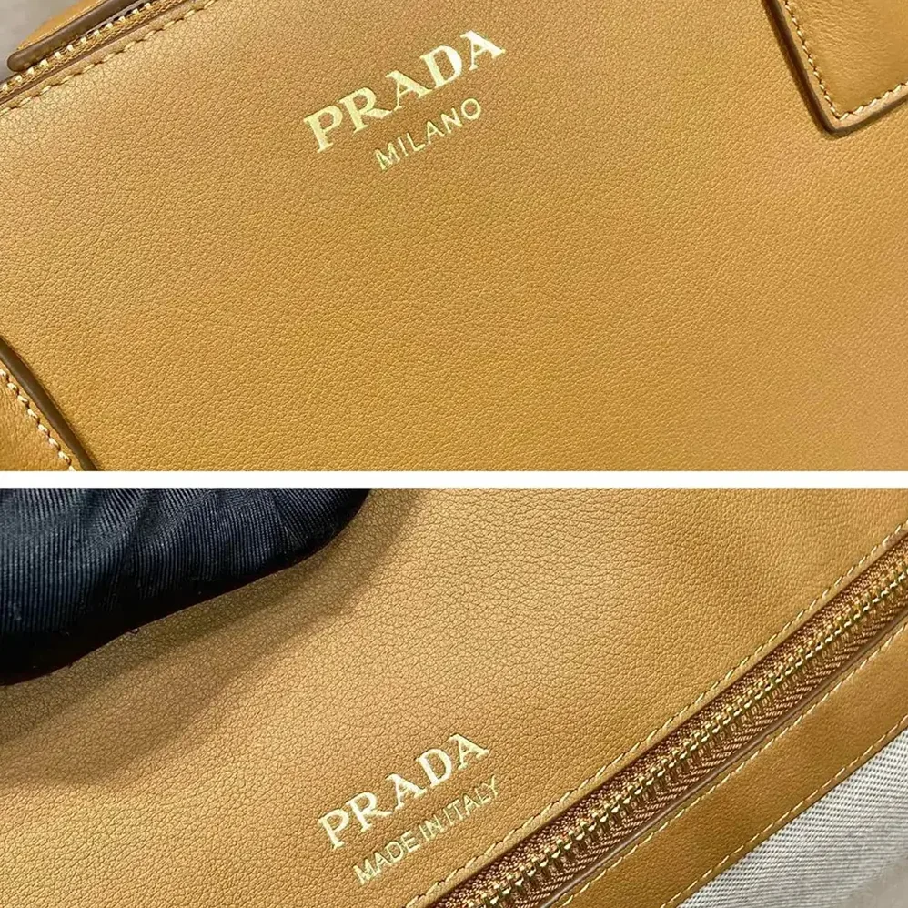 Prada Large Leather Tote Bag with Zipper Closure for Women in Brown Prada Large Leather Tote Bag with Zipper Closure for Women in Brown