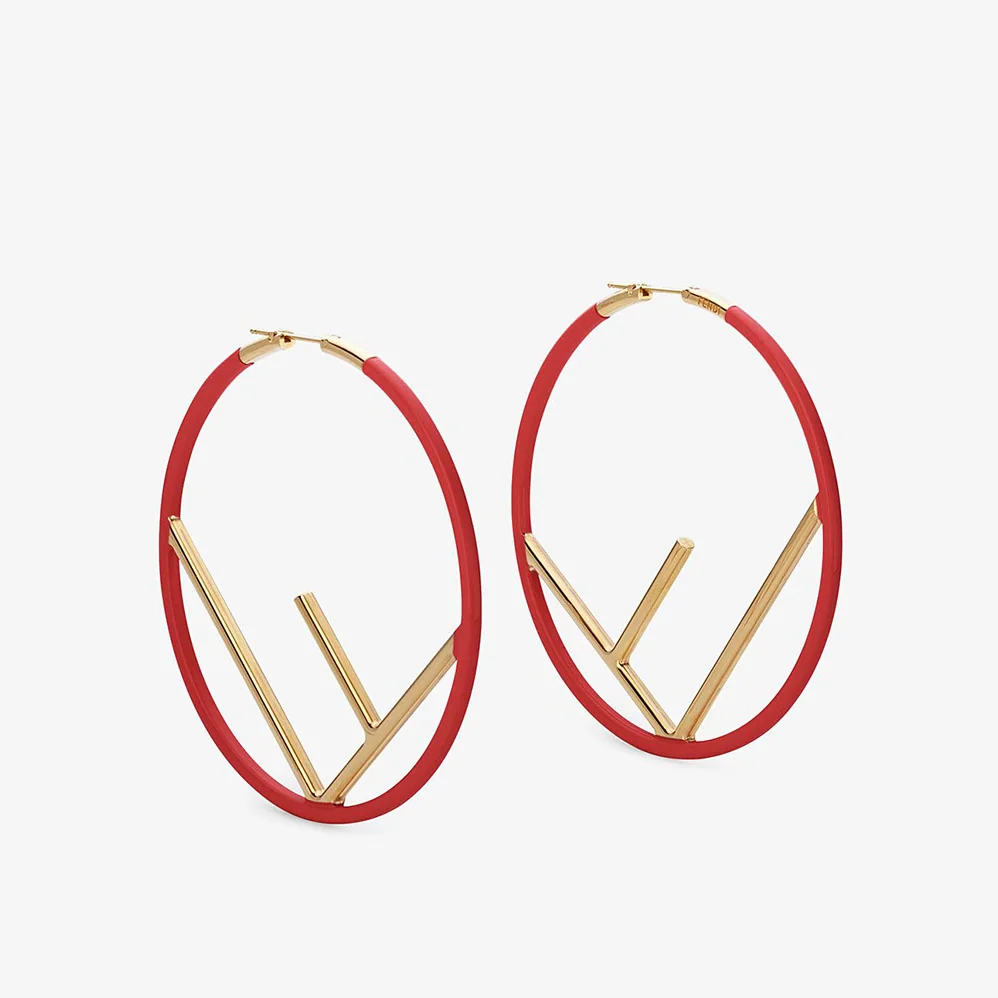 Fendi F is Fendi Earrings Gold Colored Earrings for Women in Red Fendi F is Fendi Earrings Gold Colored Earrings for Women in Red