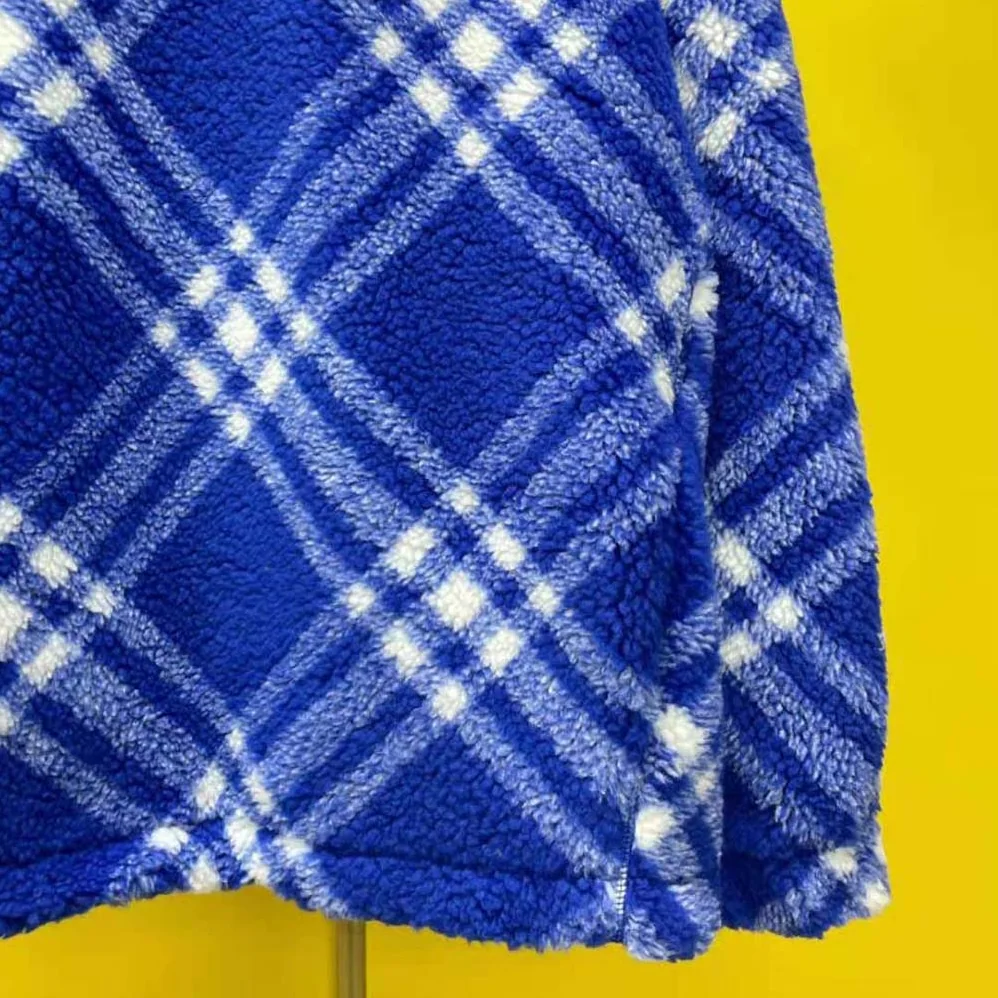 Burberry Check Fleece Hoodie for Women in Blue Burberry Check Fleece Hoodie for Women in Blue