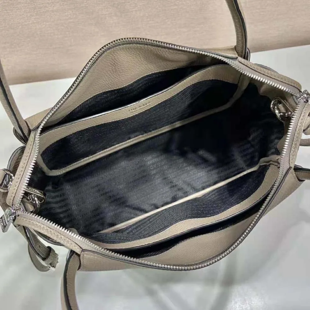 Prada Large Leather Handbag for Women in Gray